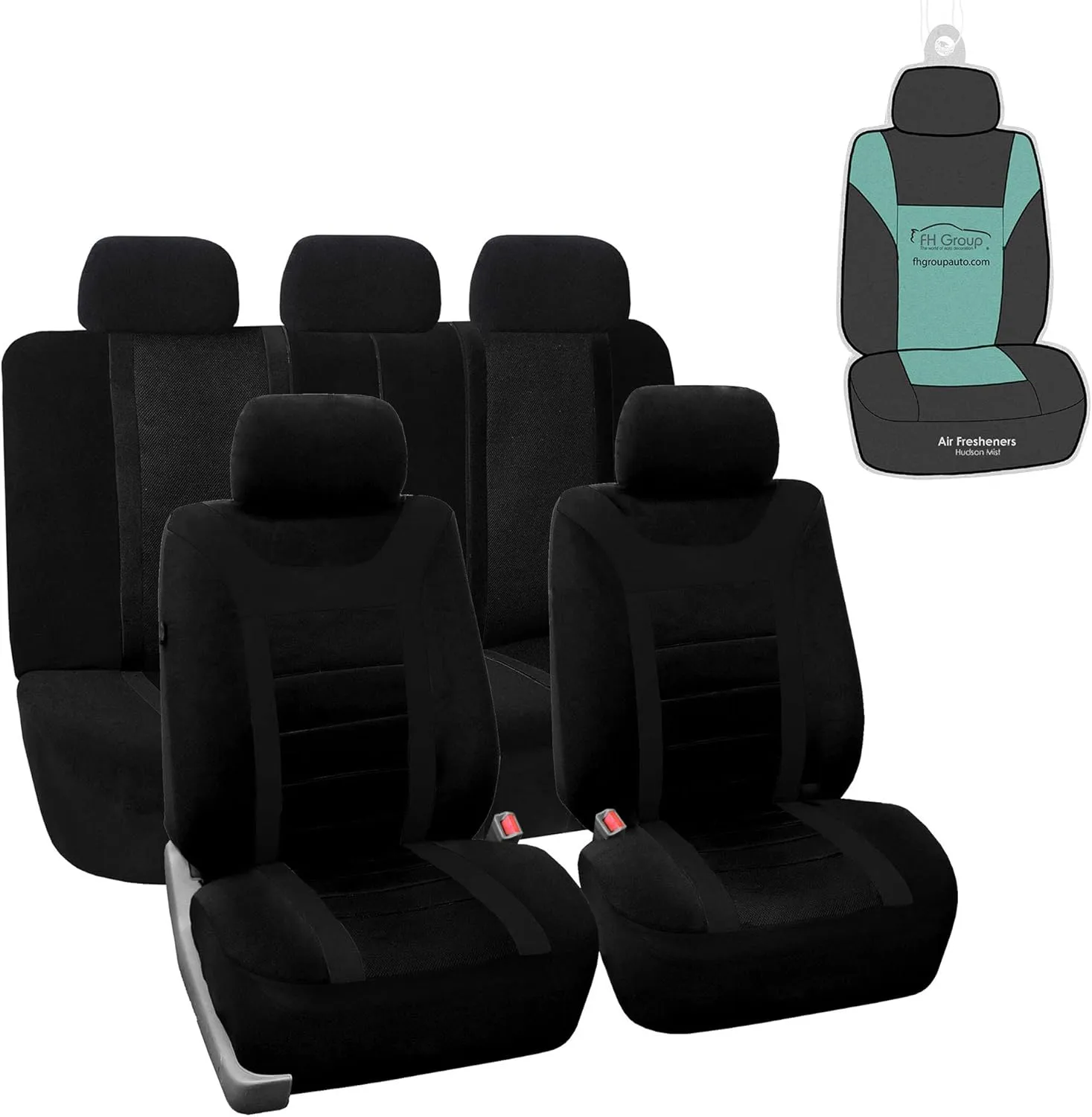 FH Group Car Seat Covers Quilted Flat Cloth Seat Covers Front Set with Gift - Universal Fit for Trucks, SUVs, and Vans (Black) FB070115
