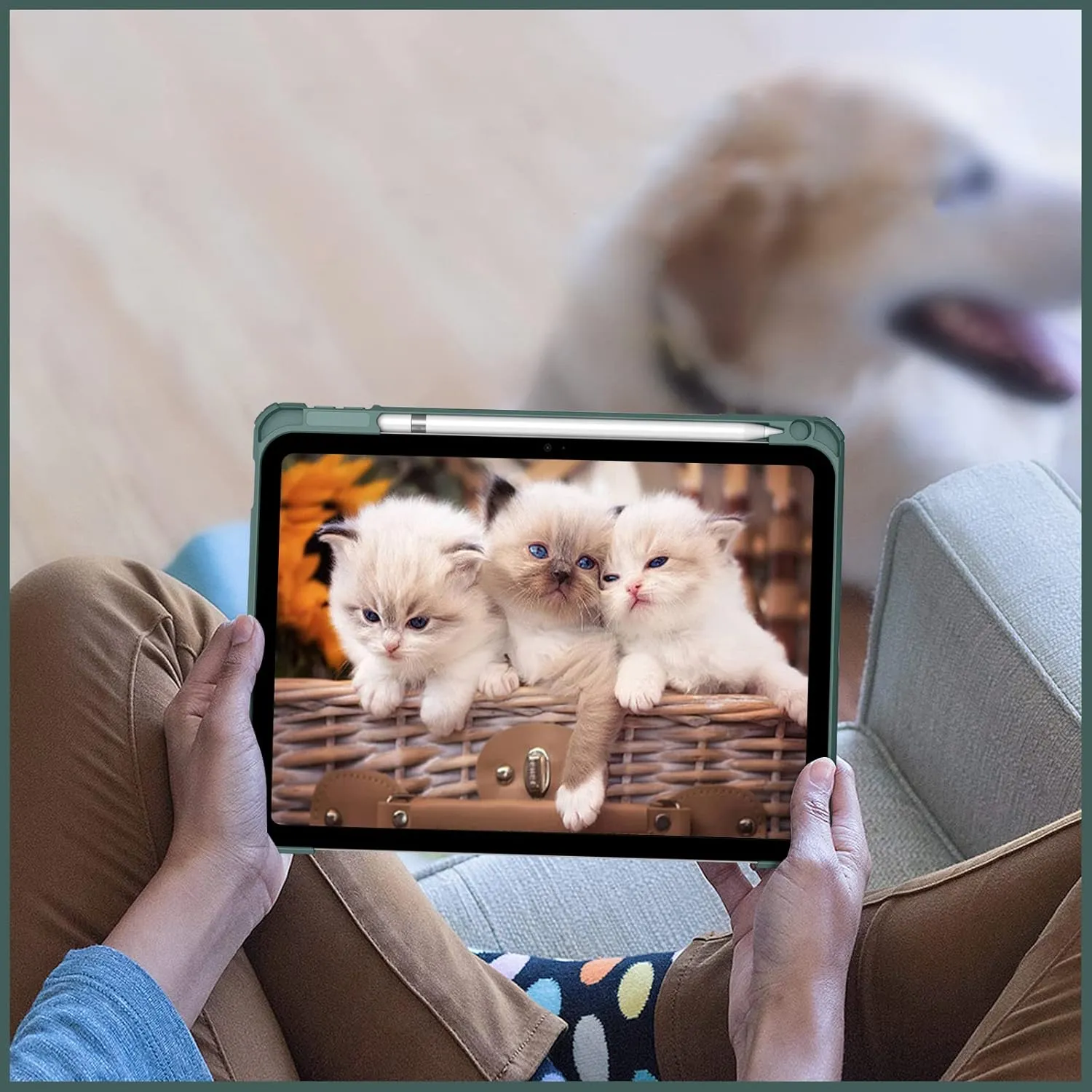 Fintie Hybrid Slim Case for iPad (A16) 11th Generation 11 Inch (2025), iPad 10th Generation 10.9 Inch (2022) - Shockproof Cover with Clear Transparent Back Shell & Pencil Holder, Midnight Green