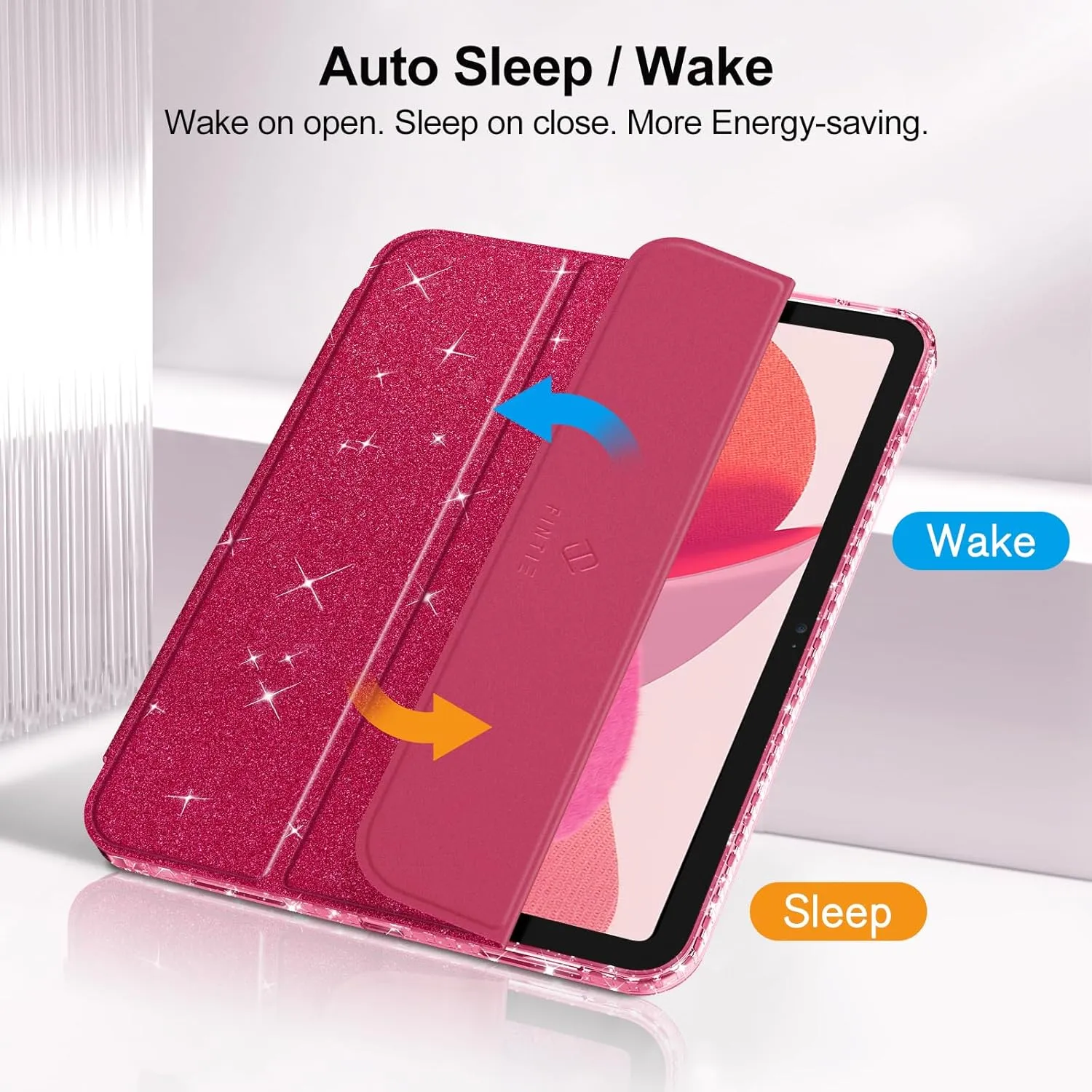 Fintie Slim Case for iPad (A16) 11th Generation 11 Inch (2025), iPad 10th Generation 10.9 Inch (2022) - Glittering Sparkly Shockproof Cover with Shiny Clear Back Shell & Pencil Holder, Burgundy