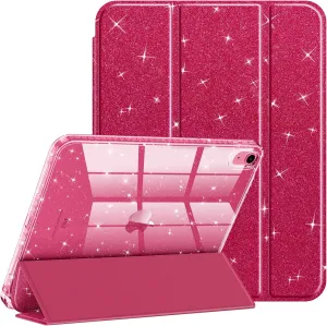 Fintie Slim Case for iPad (A16) 11th Generation 11 Inch (2025), iPad 10th Generation 10.9 Inch (2022) - Glittering Sparkly Shockproof Cover with Shiny Clear Back Shell & Pencil Holder, Burgundy