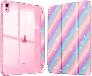 Fintie Slim Case for iPad (A16) 11th Generation 11 Inch (2025), iPad 10th Generation 10.9 Inch (2022) - Glittering Sparkly Shockproof Cover with Shiny Clear Back Shell & Pencil Holder, Candy Dream