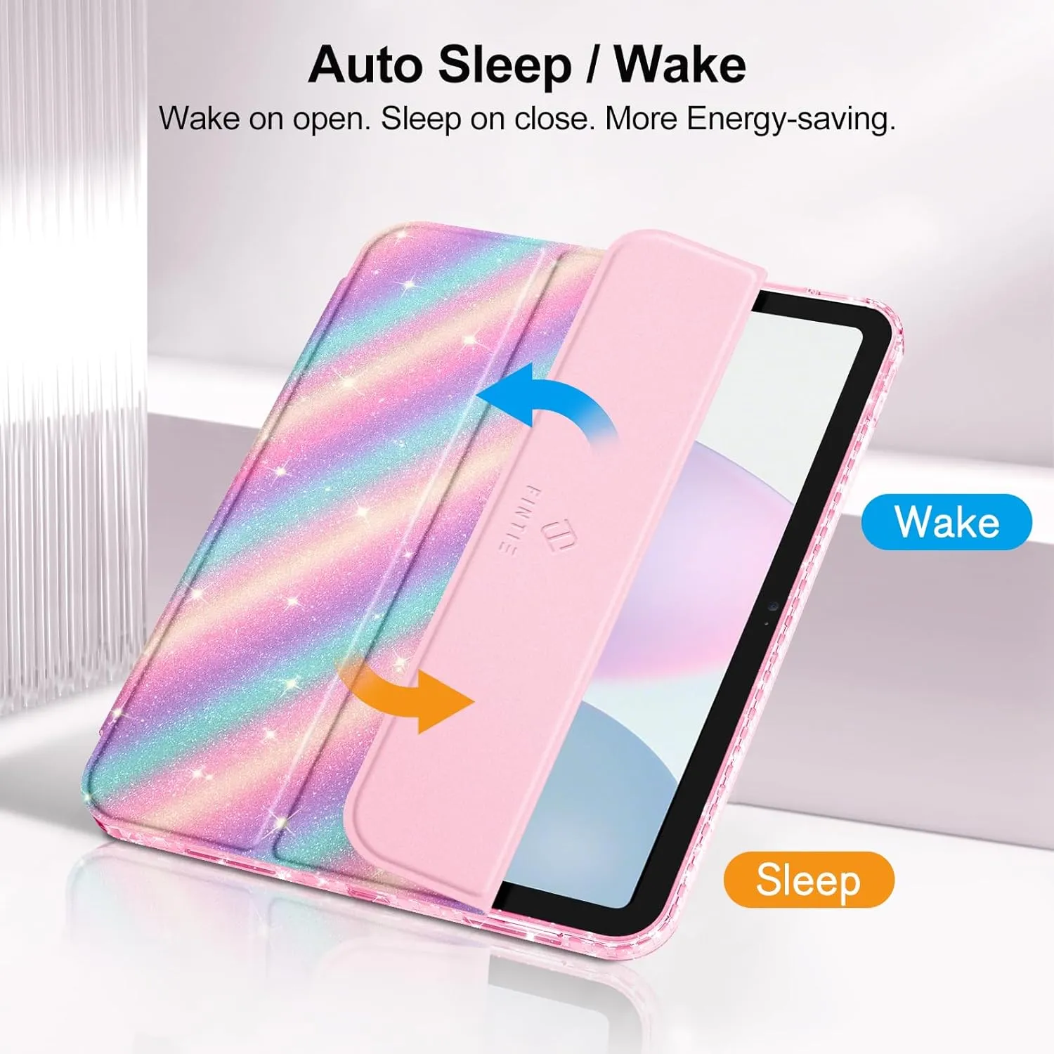 Fintie Slim Case for iPad (A16) 11th Generation 11 Inch (2025), iPad 10th Generation 10.9 Inch (2022) - Glittering Sparkly Shockproof Cover with Shiny Clear Back Shell & Pencil Holder, Candy Dream