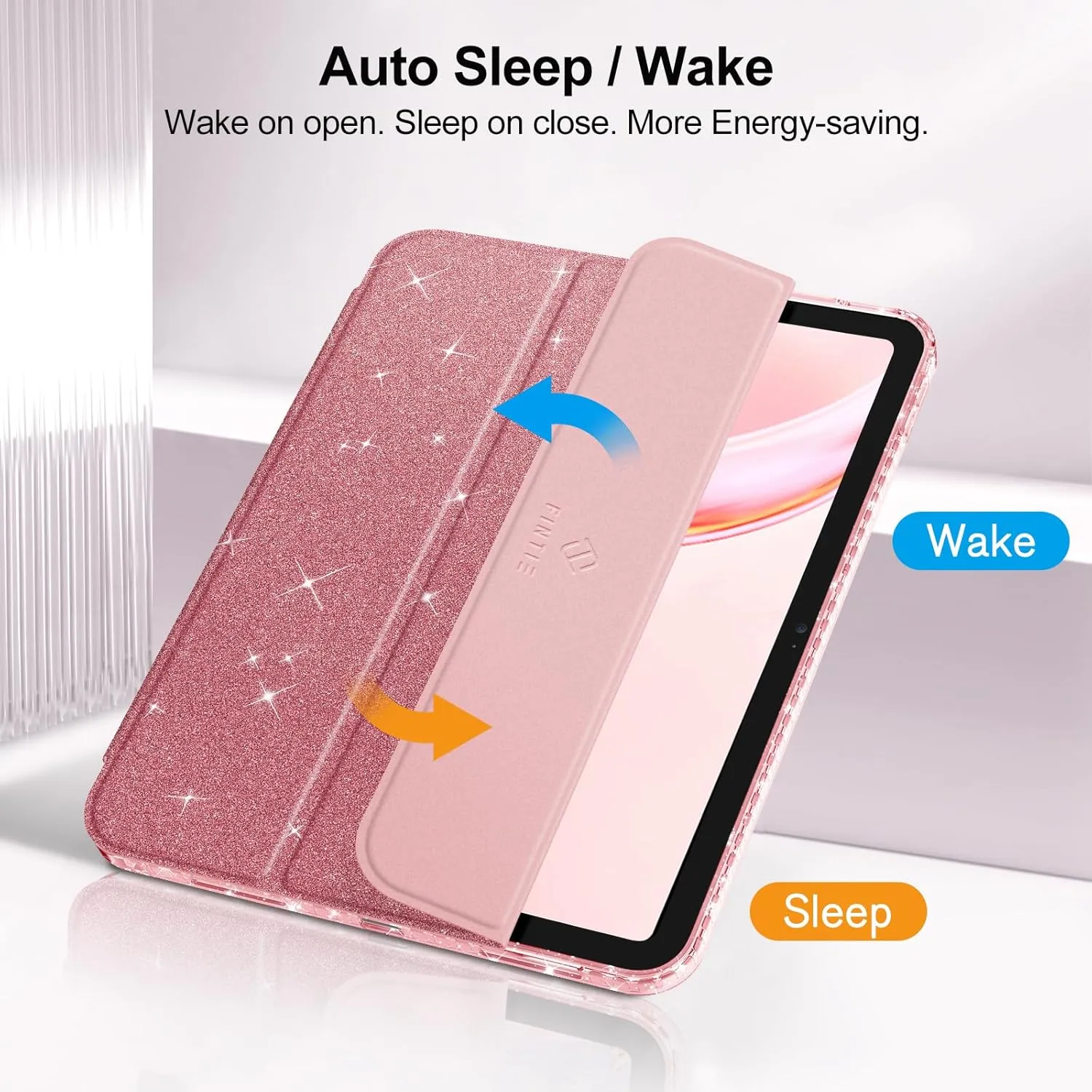 Fintie Slim Case for iPad (A16) 11th Generation 11 Inch (2025), iPad 10th Generation 10.9 Inch (2022) - Glittering Sparkly Shockproof Cover with Shiny Clear Back Shell & Pencil Holder, Rose Gold