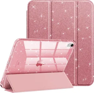 Fintie Slim Case for iPad (A16) 11th Generation 11 Inch (2025), iPad 10th Generation 10.9 Inch (2022) - Glittering Sparkly Shockproof Cover with Shiny Clear Back Shell & Pencil Holder, Rose Gold