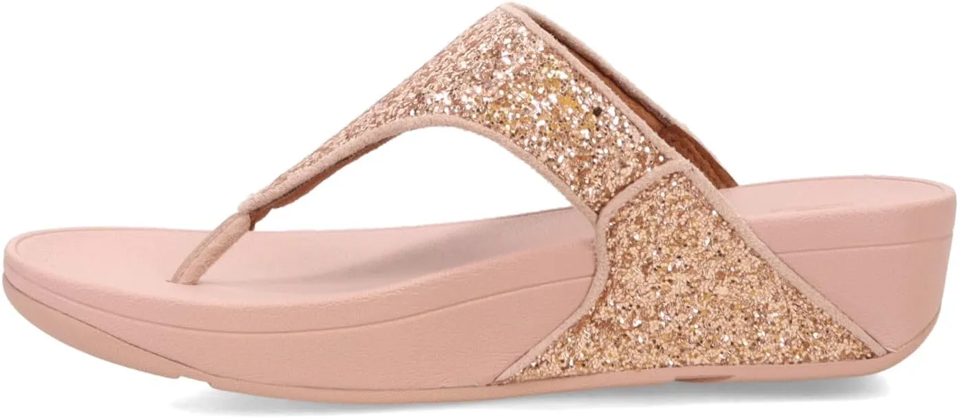 FitFlop Lulu Metallic Deep Teal Glitterball Toe-Post Sandals