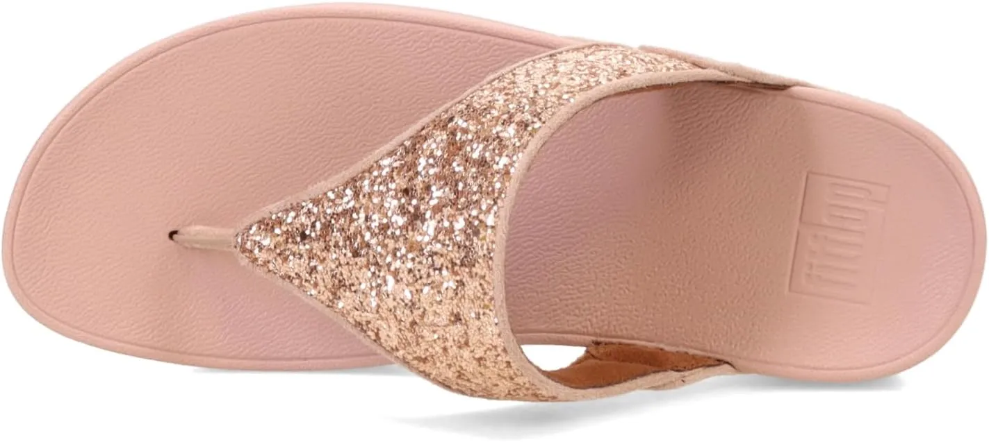 FitFlop Lulu Metallic Deep Teal Glitterball Toe-Post Sandals