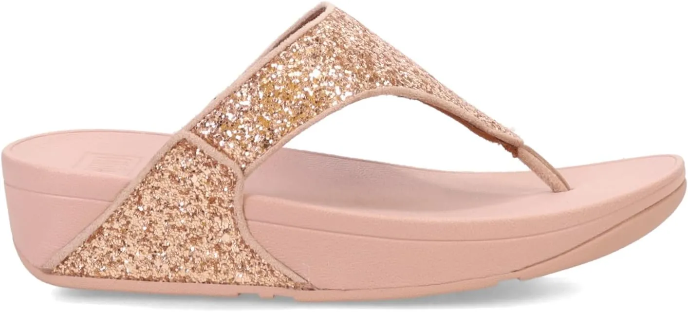 FitFlop Lulu Metallic Deep Teal Glitterball Toe-Post Sandals