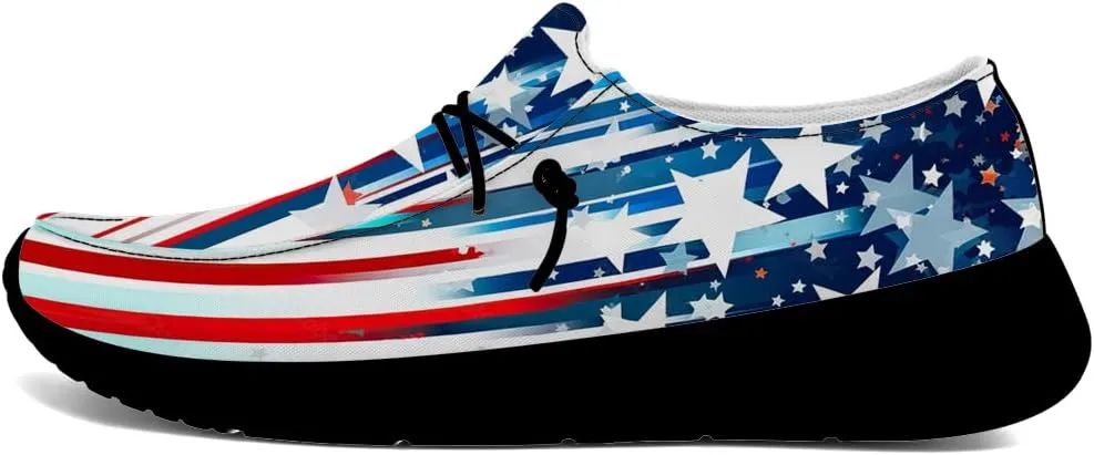 Flag Shoes for Women Men Patriotic Loafers Slip-on Shoes Gifts for Men Women