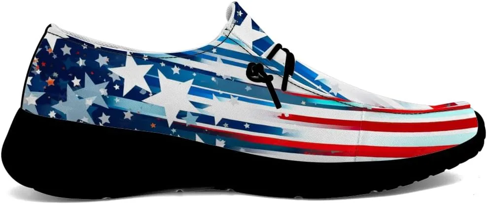 Flag Shoes for Women Men Patriotic Loafers Slip-on Shoes Gifts for Men Women