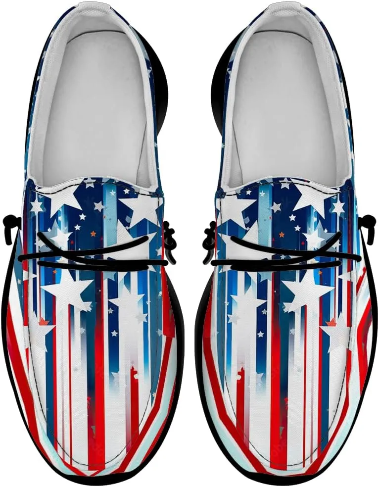 Flag Shoes for Women Men Patriotic Loafers Slip-on Shoes Gifts for Men Women