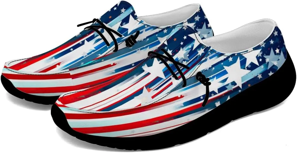 Flag Shoes for Women Men Patriotic Loafers Slip-on Shoes Gifts for Men Women