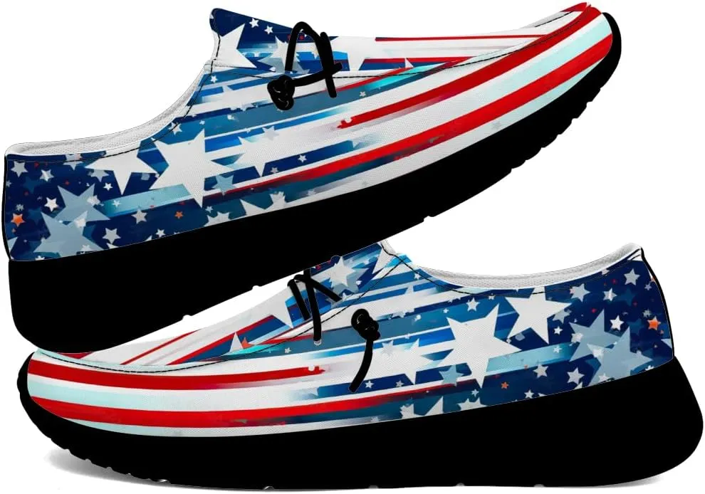 Flag Shoes for Women Men Patriotic Loafers Slip-on Shoes Gifts for Men Women