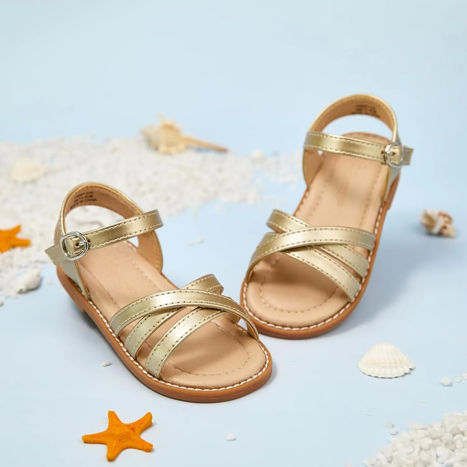 Flaryzone Toddler Little Girls Glitter Flower Open-Toe Flat Dress Sandals Summer Shoes