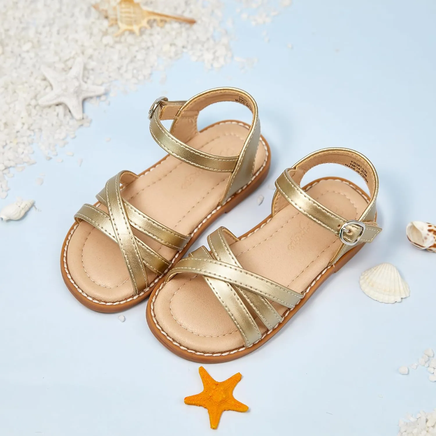 Flaryzone Toddler Little Girls Glitter Flower Open-Toe Flat Dress Sandals Summer Shoes