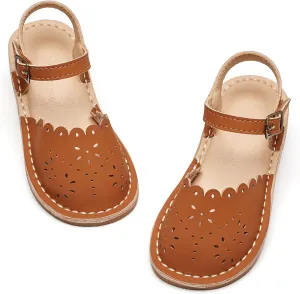 Flaryzone Toddler Little Girls Glitter Flower Open-Toe Flat Dress Sandals Summer Shoes