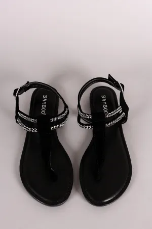 Flat Bamboo Seasonal sale Heavy-duty Rhinestone Sandal Nubuck