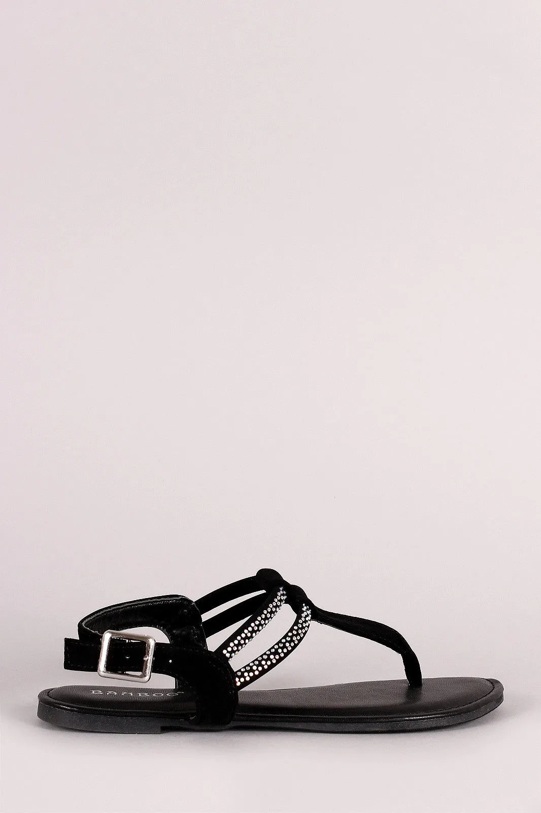 Flat Bamboo Seasonal sale Heavy-duty Rhinestone Sandal Nubuck