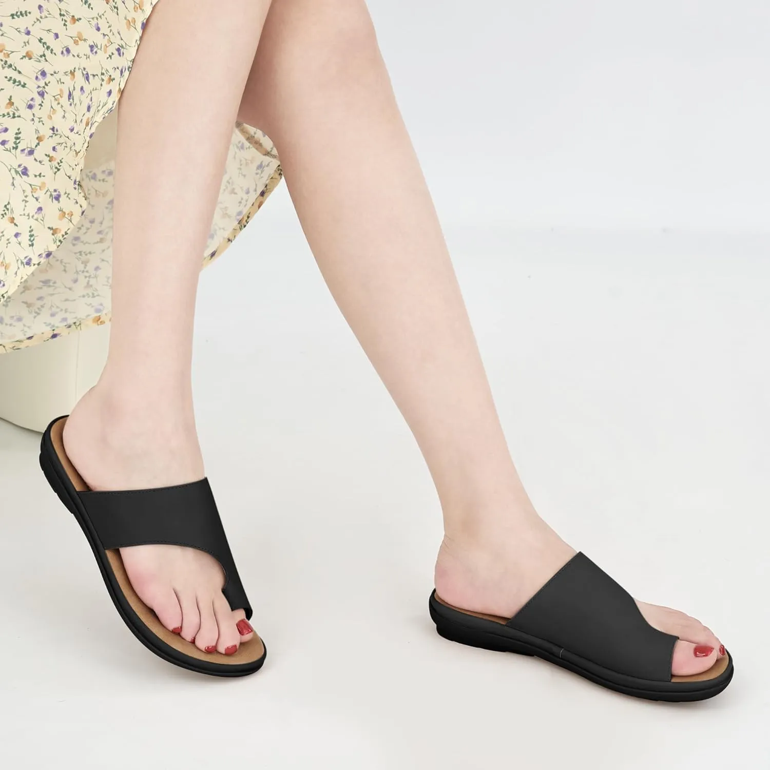 Flat Sandals for Women: Summer Beach Suitable for Women Comfortable Sandals Orthopedic Support Flats