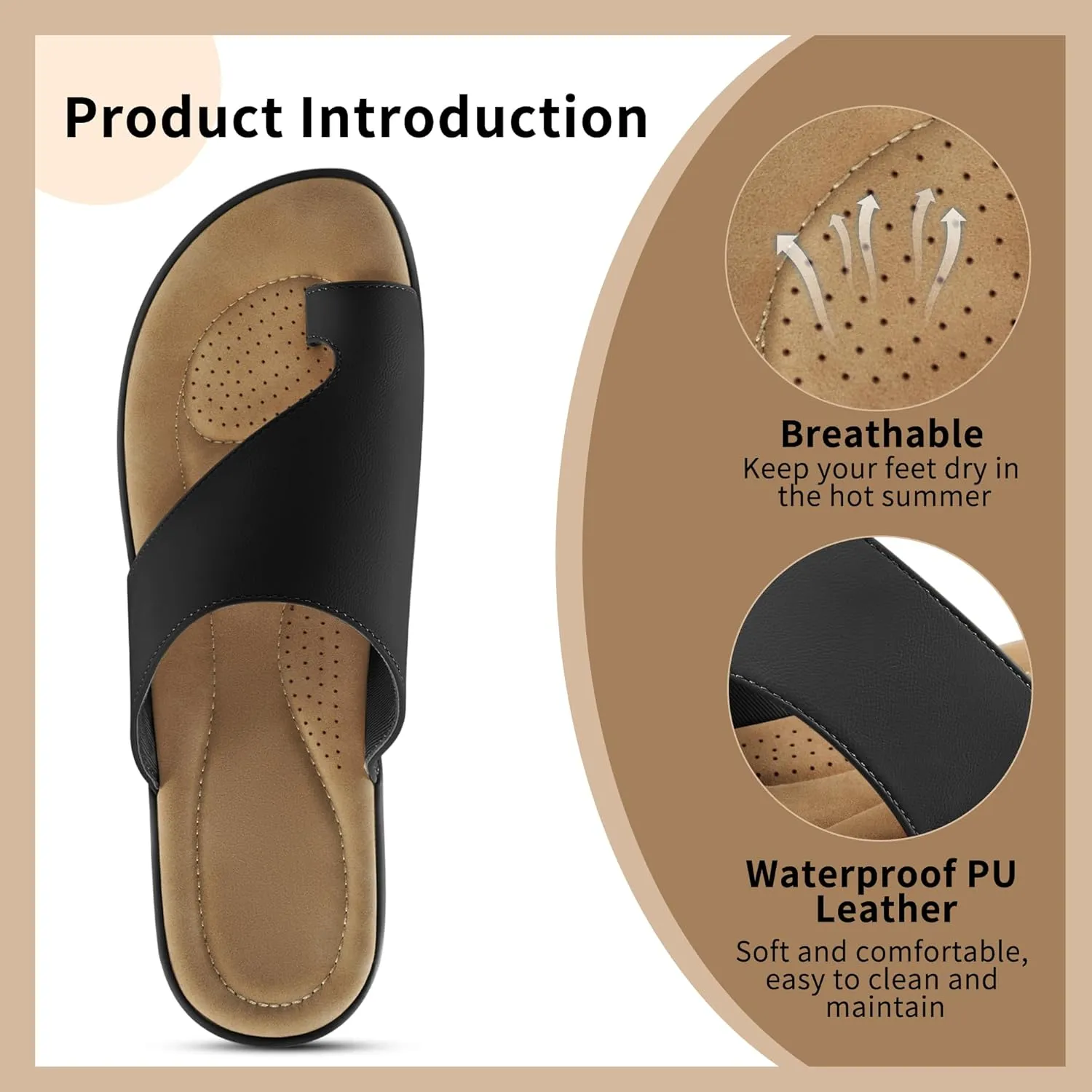 Flat Sandals for Women: Summer Beach Suitable for Women Comfortable Sandals Orthopedic Support Flats