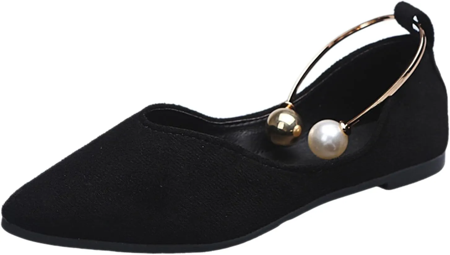 Flats for Women Pointed Toe Slip On Shoes Comfortable Flat Shoes Suede Ballet Flats Dress Shoe