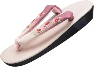 Flip-flop Japanese clogs Slippers,Woman’s Japanese Traditional Clogs Geta Sandals,Kimono Soft Soled Grass Clogs,Printed Women's Slippers