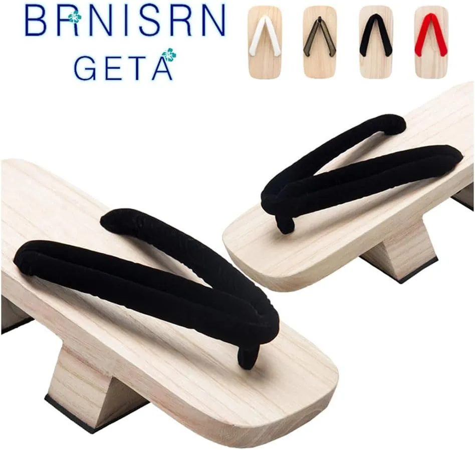 Flip Flops Two Toothed Clogs Slippers,Men's Women's Japanese Traditional Clogs Geta Sandals,White Wooden Style Japanese Slippers Summer Shoes(Size:25 cm,Color:White)