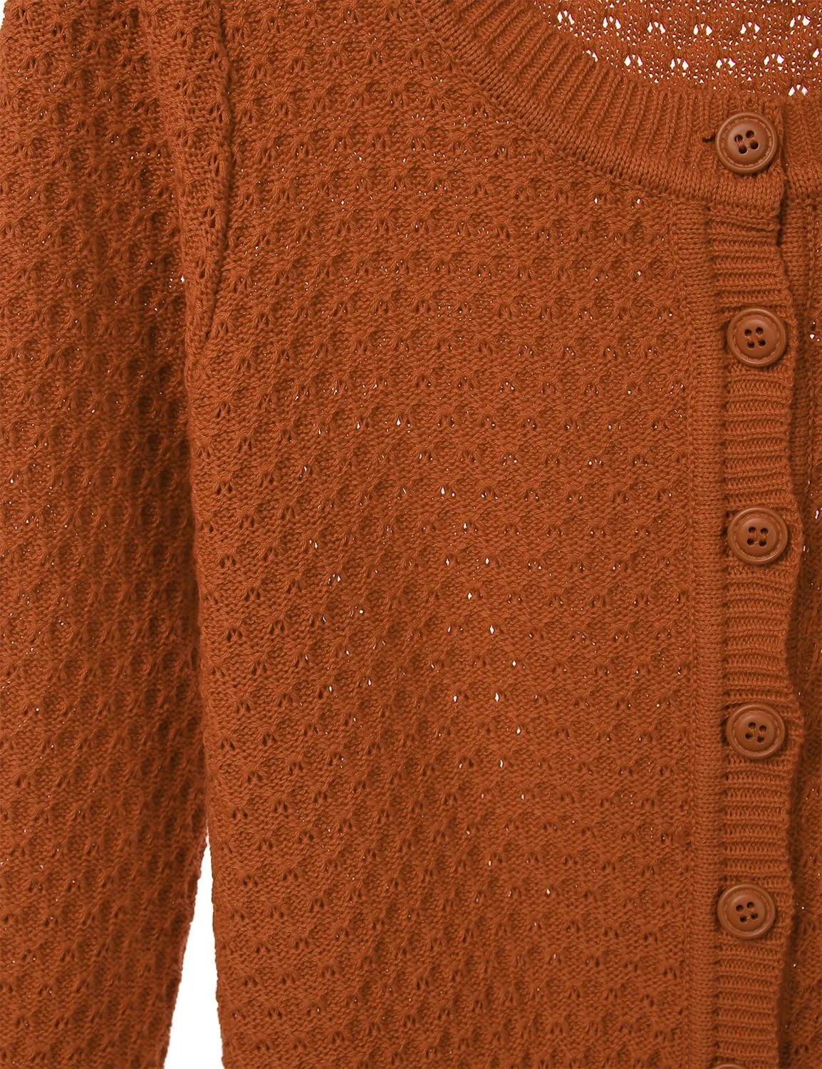 FLORIA Women's Button Down 3/4 Sleeve Crew Neck Cotton Knit Cropped Cardigan Sweater (S-3X)
