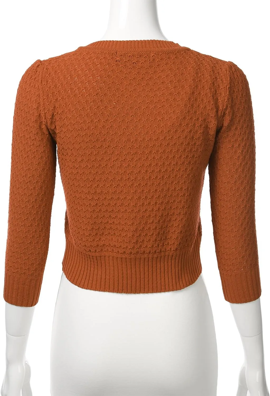 FLORIA Women's Button Down 3/4 Sleeve Crew Neck Cotton Knit Cropped Cardigan Sweater (S-3X)