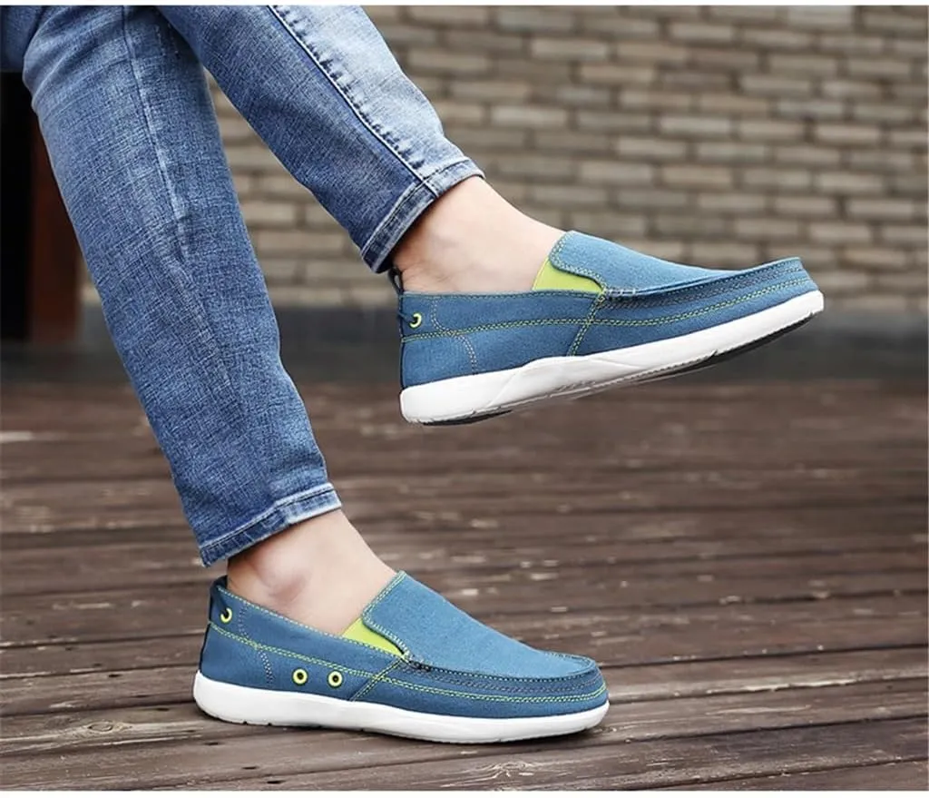 FMURY Canvas Shoes Men Ultralight Breathable Casual Men Shoes Spring Comfortable Loafers Lazy Driving Flats