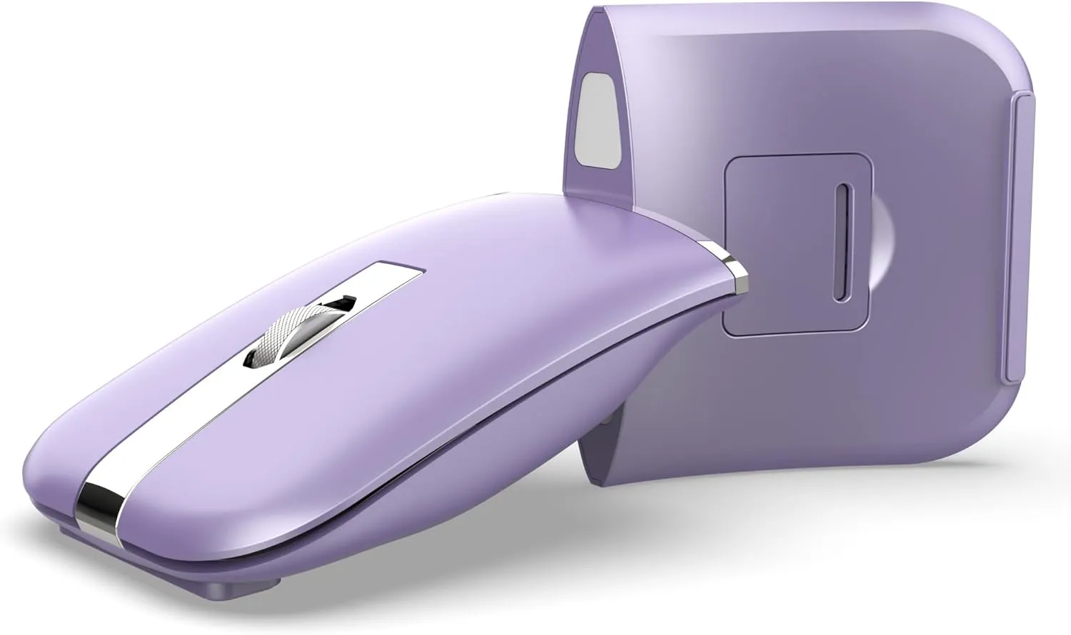 Foldable Bluetooth Travel Mouse,Wireless Portable 2.4G Arc Mice,Multi-Device (Bluetooth 2.4G),360° Rotating Rechargeable Flat Mice for Desktop PC Laptops Tablets-Purple