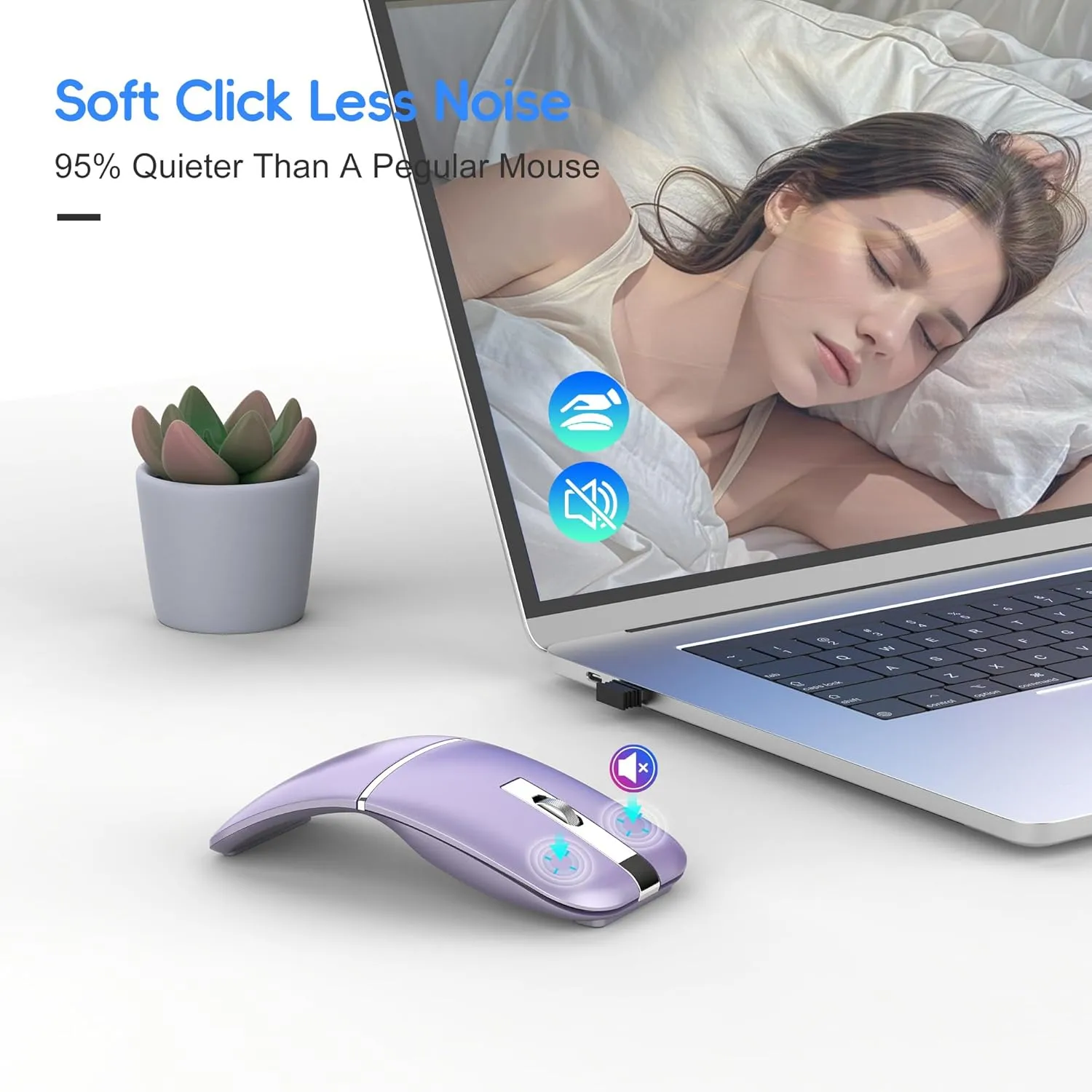 Foldable Bluetooth Travel Mouse,Wireless Portable 2.4G Arc Mice,Multi-Device (Bluetooth 2.4G),360° Rotating Rechargeable Flat Mice for Desktop PC Laptops Tablets-Purple