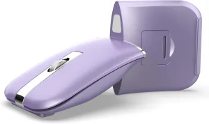 Foldable Bluetooth Travel Mouse,Wireless Portable 2.4G Arc Mice,Multi-Device (Bluetooth 2.4G),360° Rotating Rechargeable Flat Mice for Desktop PC Laptops Tablets-Purple