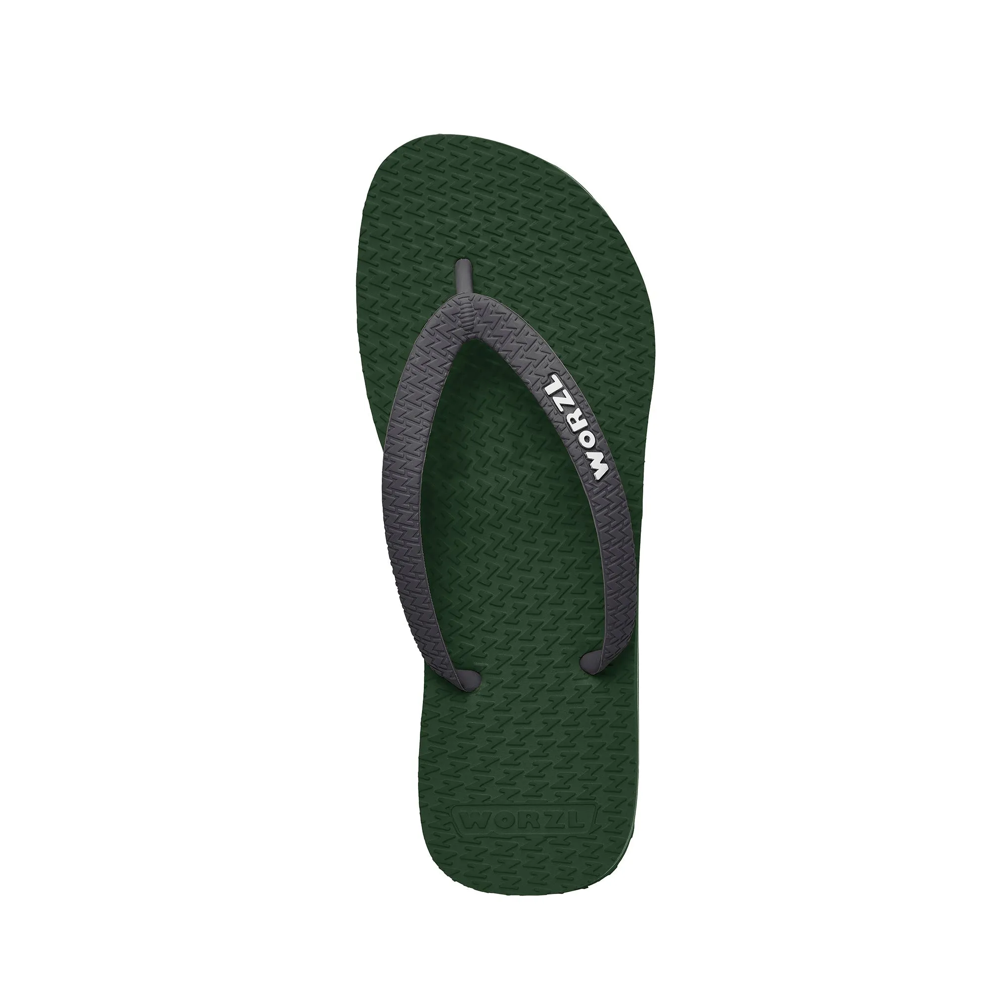 FOREST GREEN - Men's non plastic, biodegradable, rubber flip flops made in the UK.