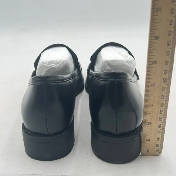 FOWT Black Dressy Comfortable Low Heels Square Toe Slip-On Wide Width Loafers