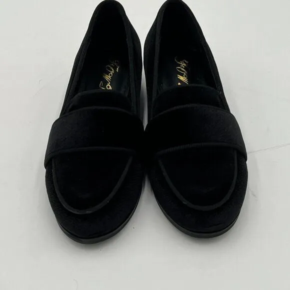 FOWT Black Round Toe Low Heel Loafers Comfortable Black Suede Casual Shoes