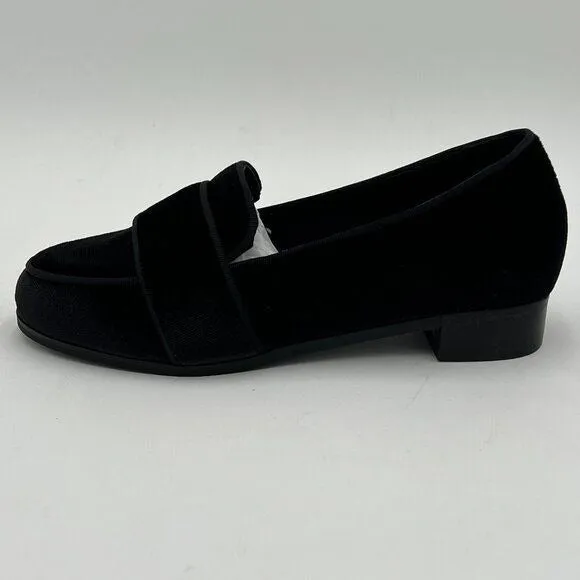 FOWT Black Round Toe Low Heel Loafers Comfortable Black Suede Casual Shoes