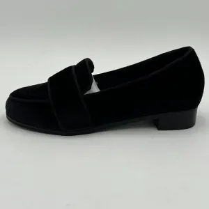 FOWT Black Round Toe Low Heel Loafers Comfortable Black Suede Casual Shoes