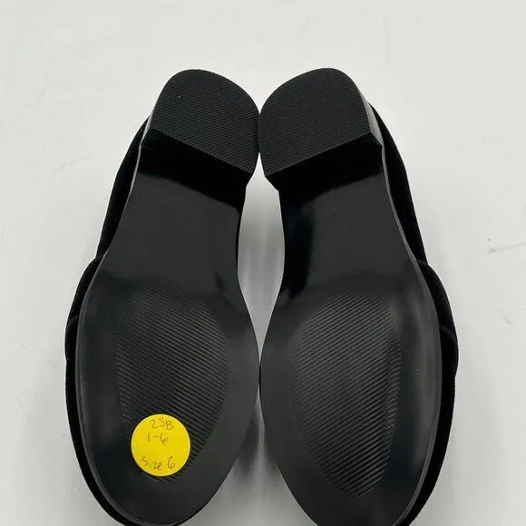 FOWT Black Round Toe Low Heel Loafers Comfortable Black Suede Casual Shoes