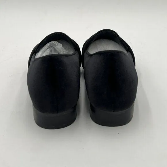FOWT Black Round Toe Low Heel Loafers Comfortable Black Suede Casual Shoes