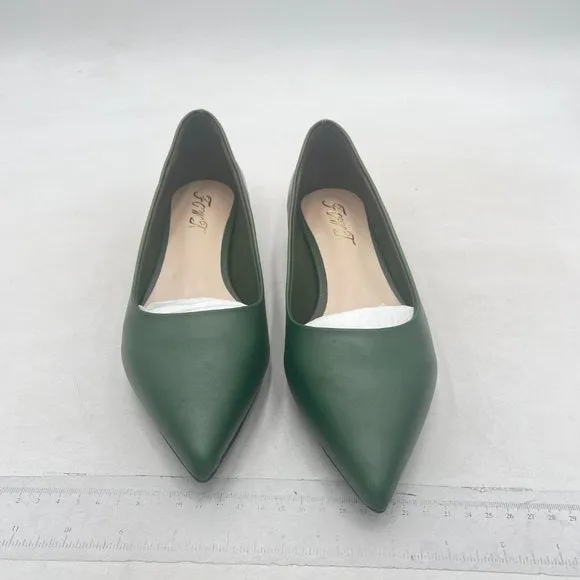 FOWT Green Comfortable Slip On Pointed Toe Flat Pumps Flats Daily Office Shoes