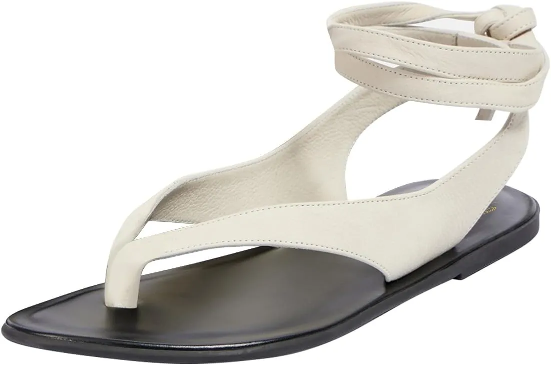 FOWT Women Split Round Toe Sandals Lace up Strappy Comfortable Flats Casual Summer Soft Flip Flop Shoes Size 4-16 US