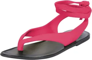 FOWT Women Split Round Toe Sandals Lace up Strappy Comfortable Flats Casual Summer Soft Flip Flop Shoes Size 4-16 US