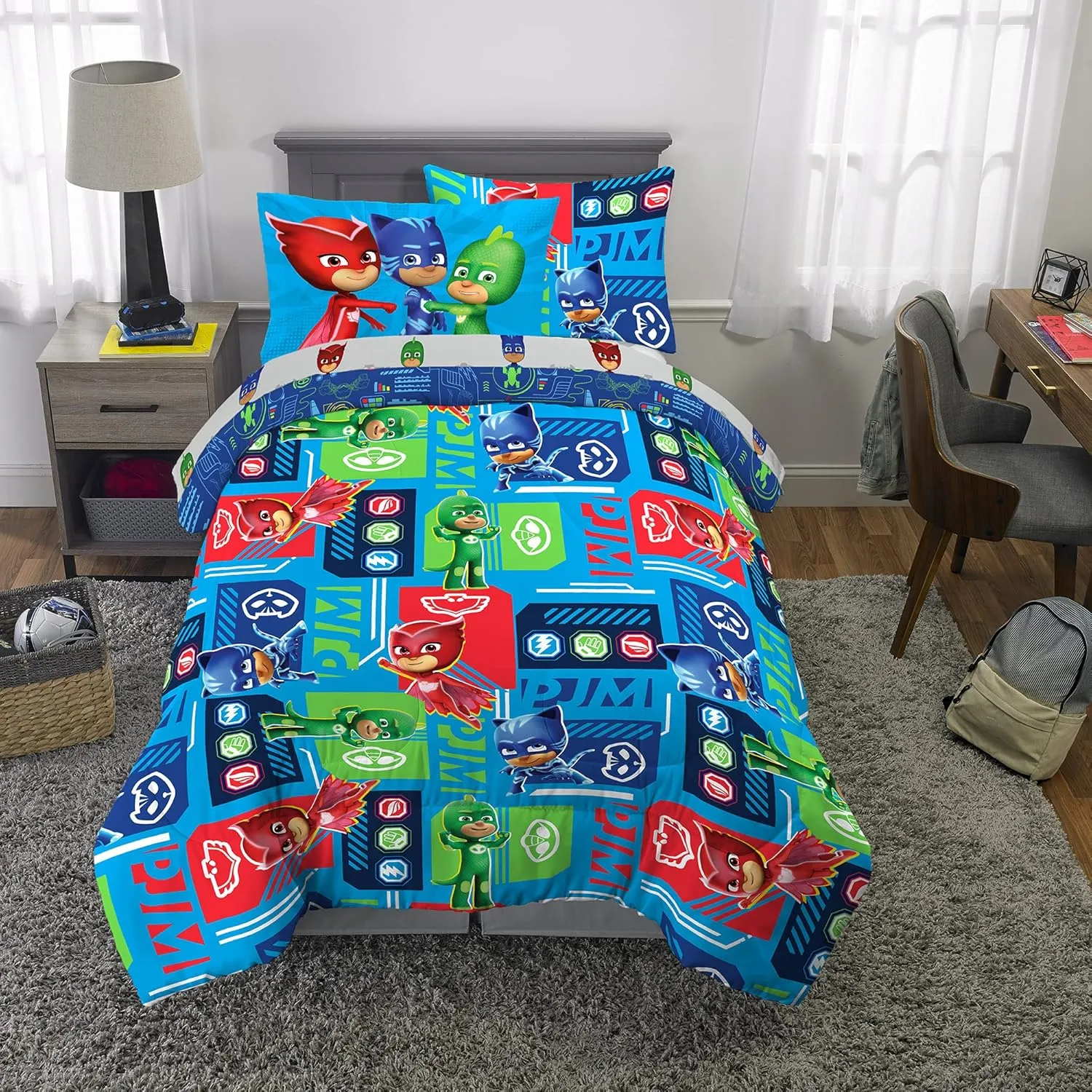 Franco Kids Bedding Super Soft Comforter and Sheet Set with Sham, 5 Piece Twin Size, PJ Masks