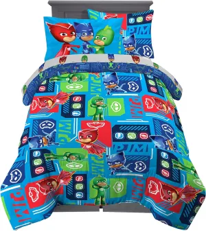 Franco Kids Bedding Super Soft Comforter and Sheet Set with Sham, 5 Piece Twin Size, PJ Masks