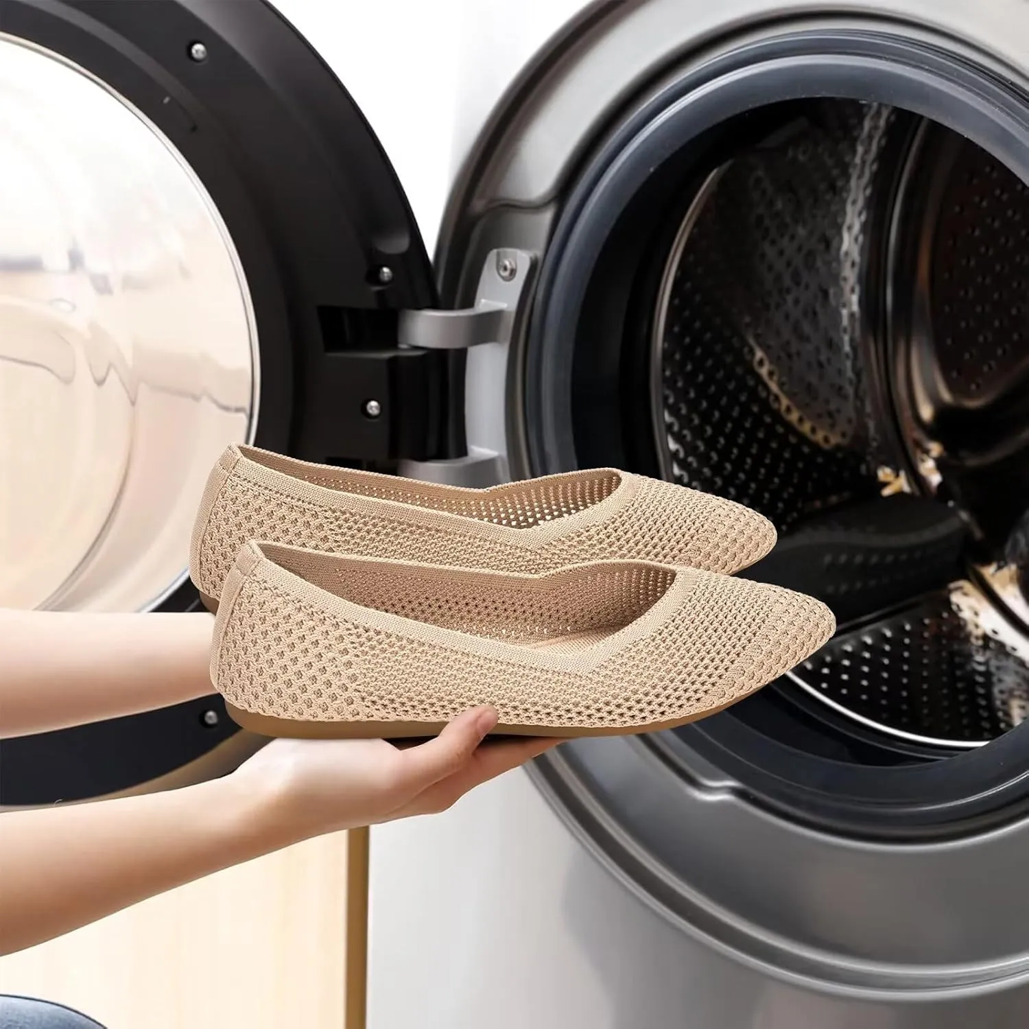 Frank Mully Womens Flat Shoes Classic Pointed Toe Flats Knitted Dress Shoes Soft Flats for Woman Comfortable Dressy