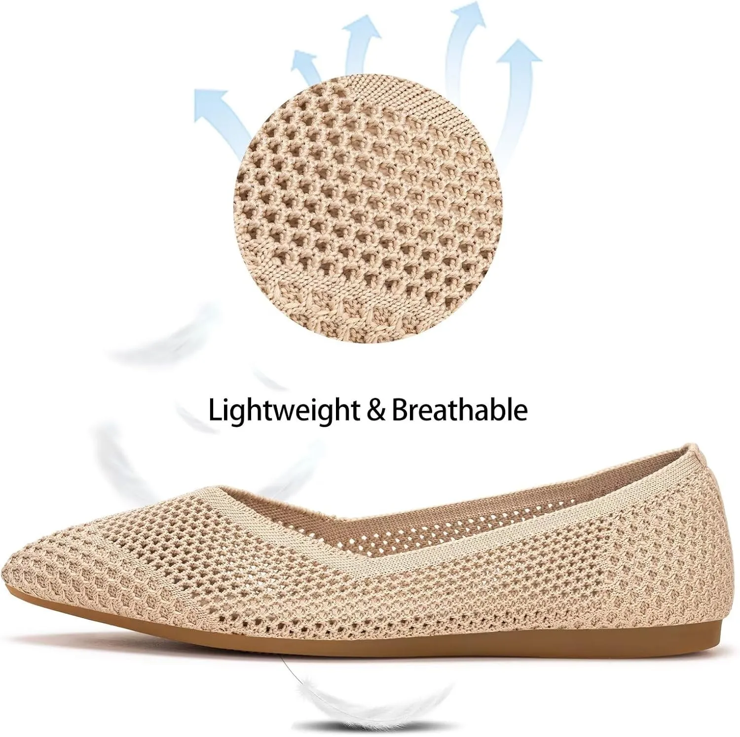 Frank Mully Womens Flat Shoes Classic Pointed Toe Flats Knitted Dress Shoes Soft Flats for Woman Comfortable Dressy