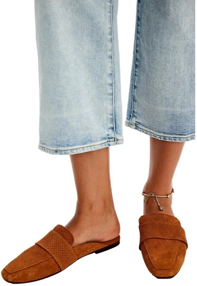 Free People Women's at Ease Embossed Loafers, Tan Suede