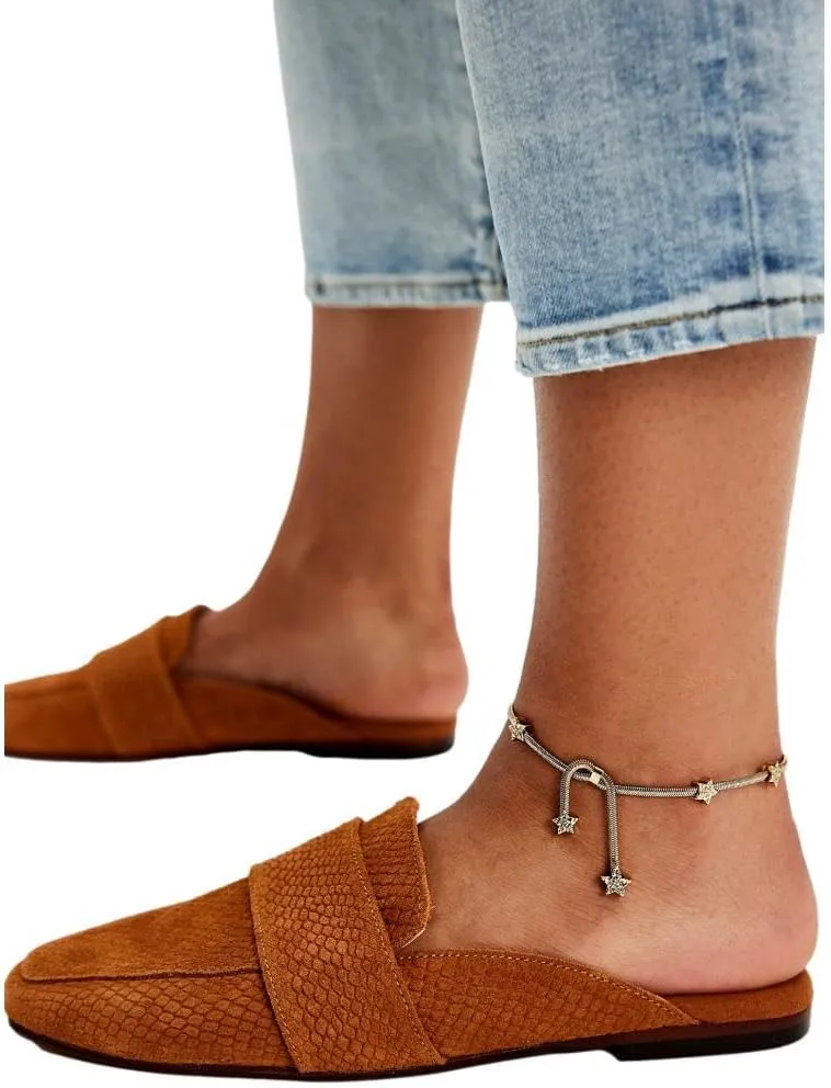 Free People Women's at Ease Embossed Loafers, Tan Suede