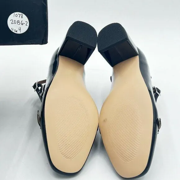 FSJ Black Chunky Block Low Heel Pumps Round Toe Ankle Strap Comfortable Wedding
