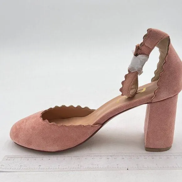 FSJ Nude Comfortable Ankle Strap Buckle Pumps Retro Classic Block Chunky Heels